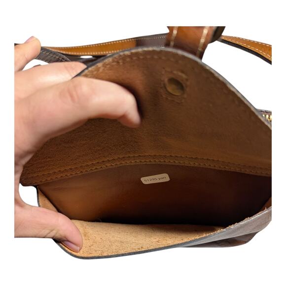 Patricia Nash Avellino Cognac Brown Leather Envelope Top Zip Crossbody Bag - Picture 5 of 7